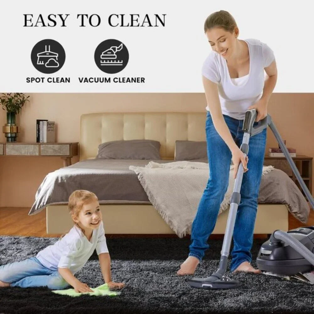 New 5x7 Black Fluffy Area Rug, Super Soft High Pile Shag Carpet for Home & Room
